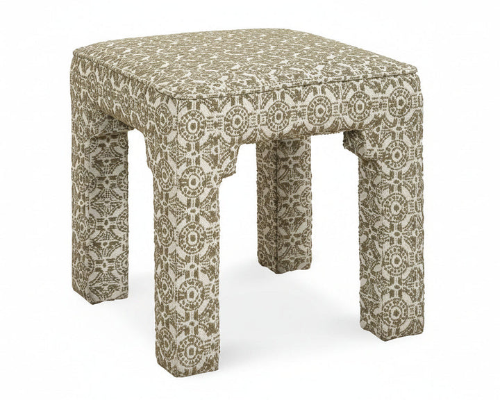 OLIVE LATTICE UPHOLSTERED SMALL BENCH