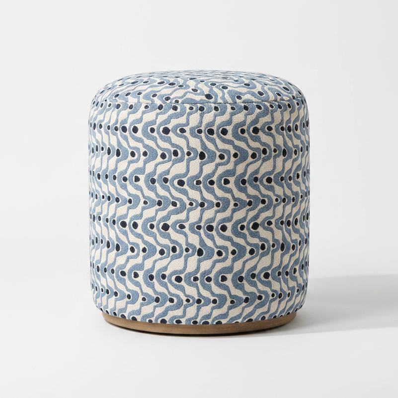 CAS STEEL BLUE SWIRL OTTOMAN