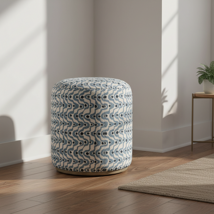 CAS STEEL BLUE SWIRL OTTOMAN