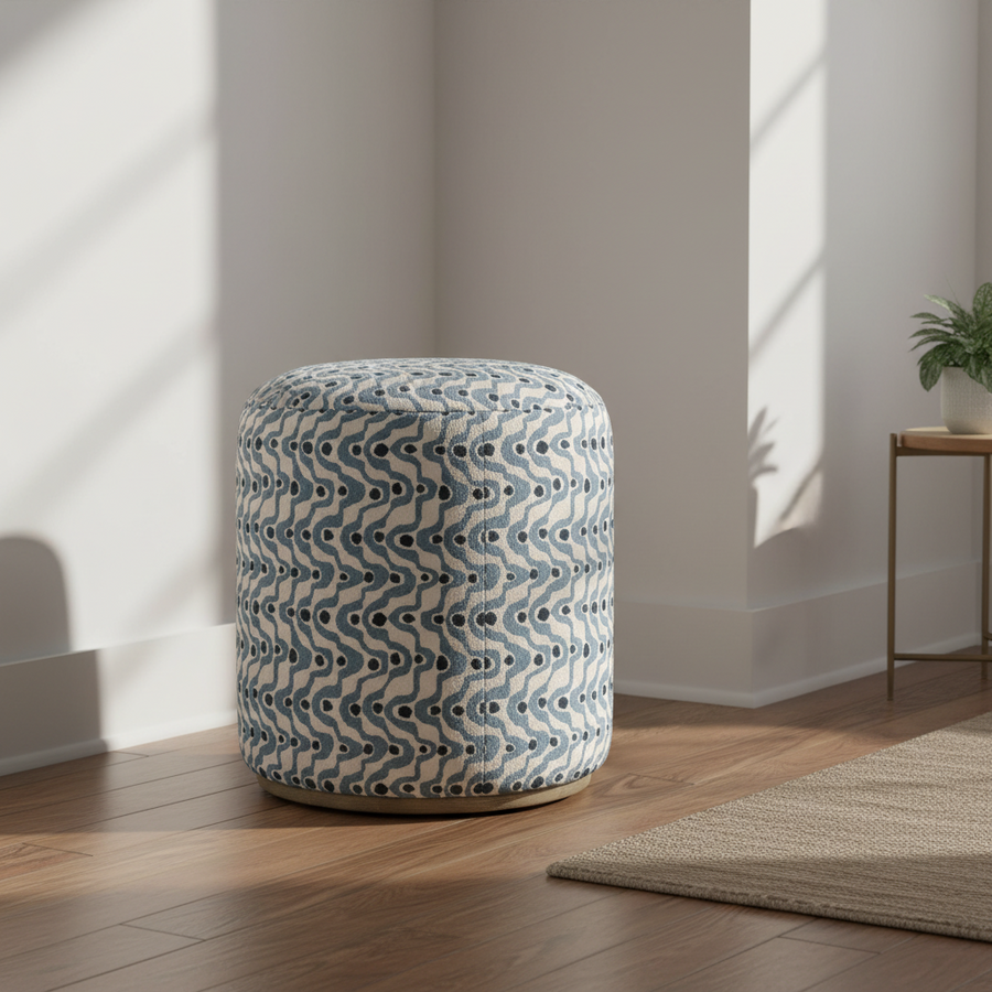 CAS STEEL BLUE SWIRL OTTOMAN