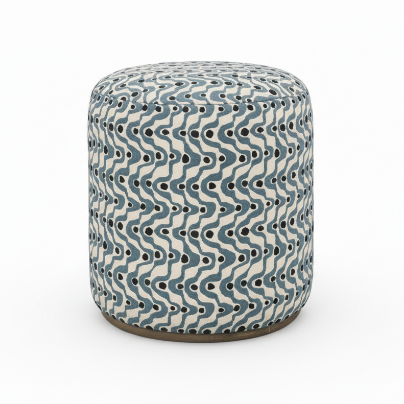 Patterned ottoman on a white background