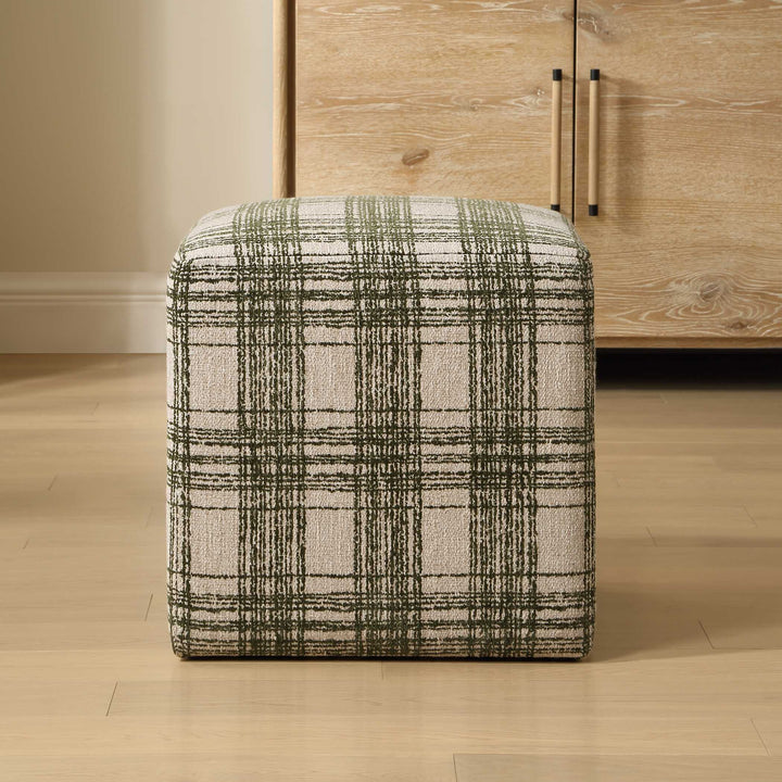 Plaid-patterned ottoman 