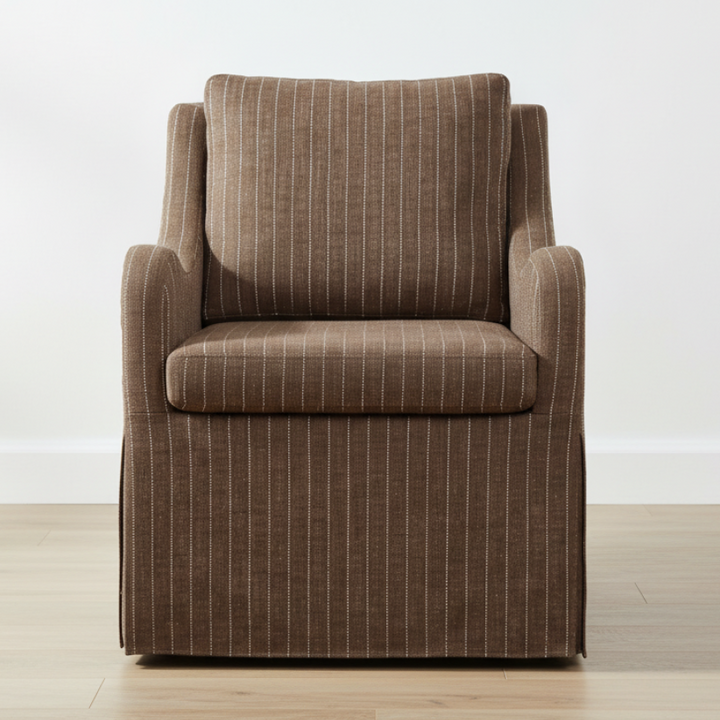 LUISA PINSTRIPE SLIPCOVERED SWIVEL CHAIR