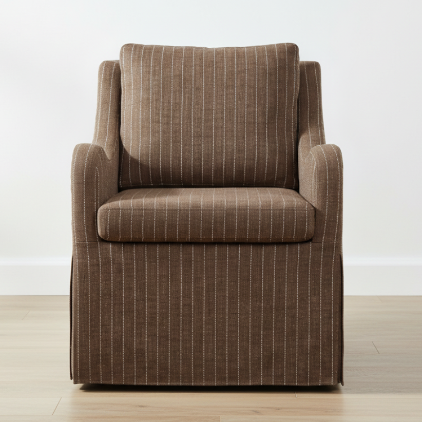 LUISA PINSTRIPE SLIPCOVERED SWIVEL CHAIR