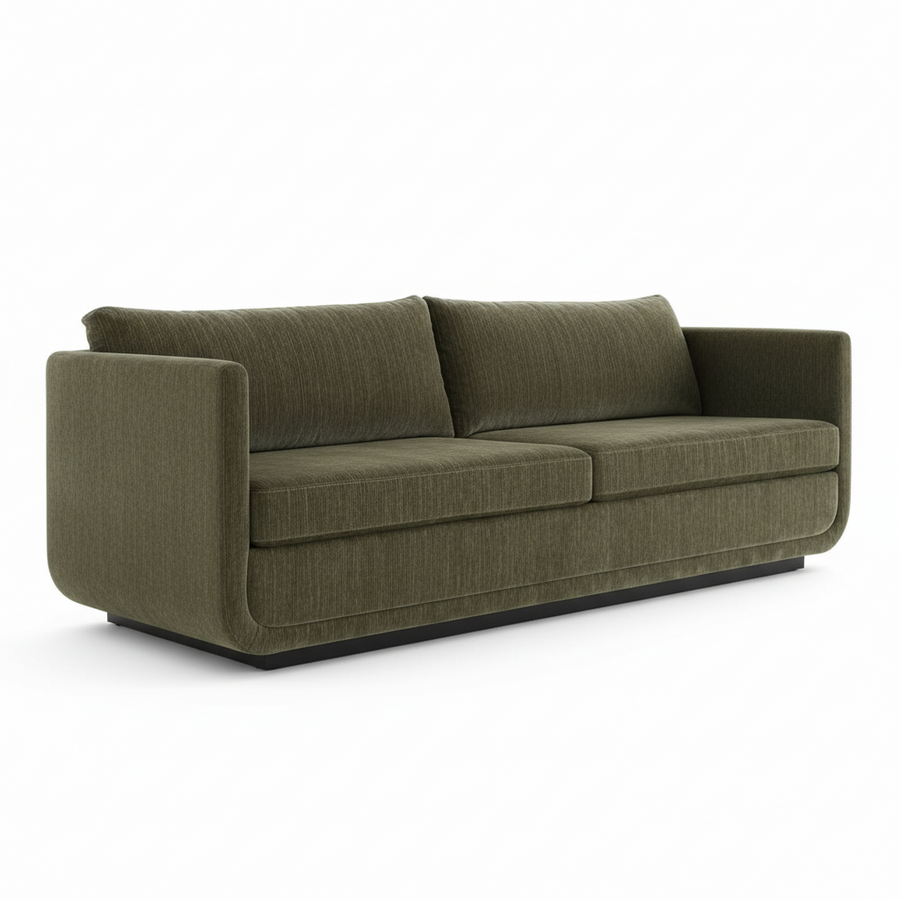 ABOUND MOSS GREEN CHENILLE UPHOLSTERED SOFA