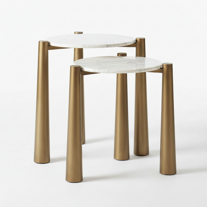 CLARIDGE WHITE MARBLE NESTING TABLES