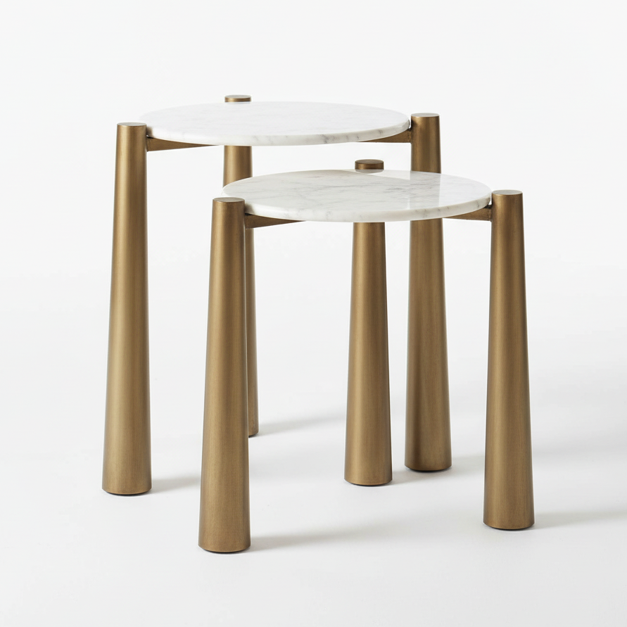 CLARIDGE WHITE MARBLE NESTING TABLES
