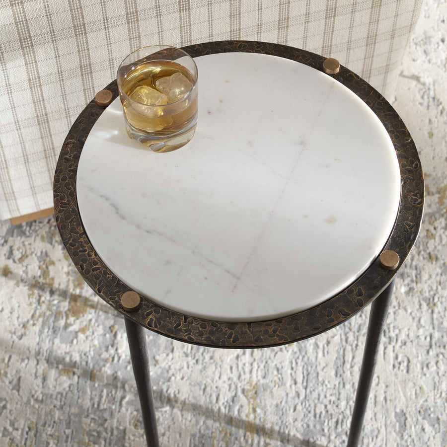 WREN WHITE MARBLE ACCENT TABLE