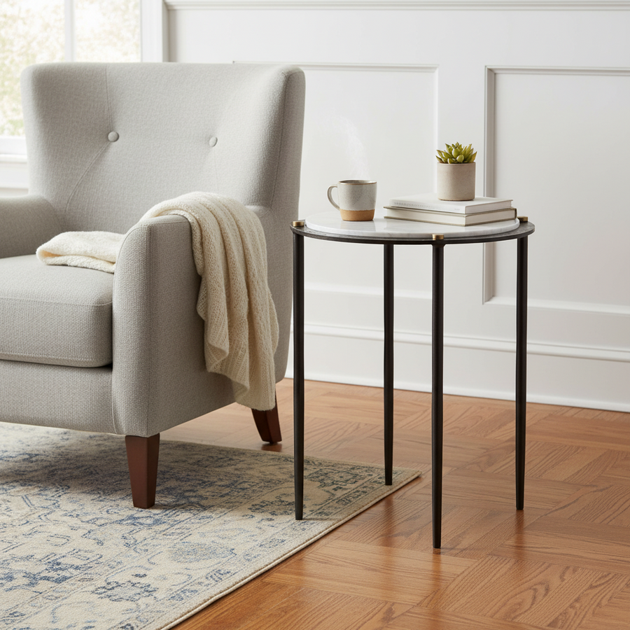 WREN WHITE MARBLE ACCENT TABLE