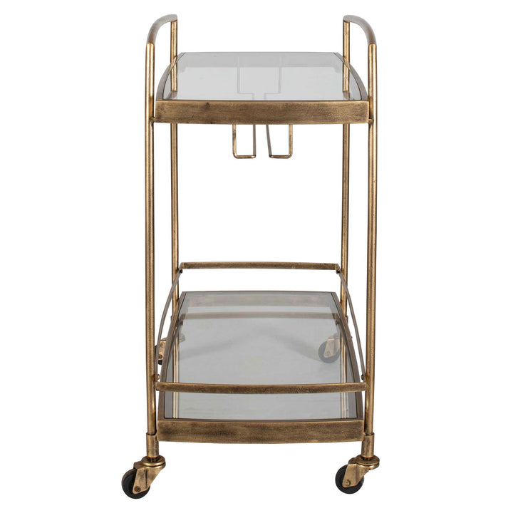 SCARLETT ANTIQUE BRASS BAR CART