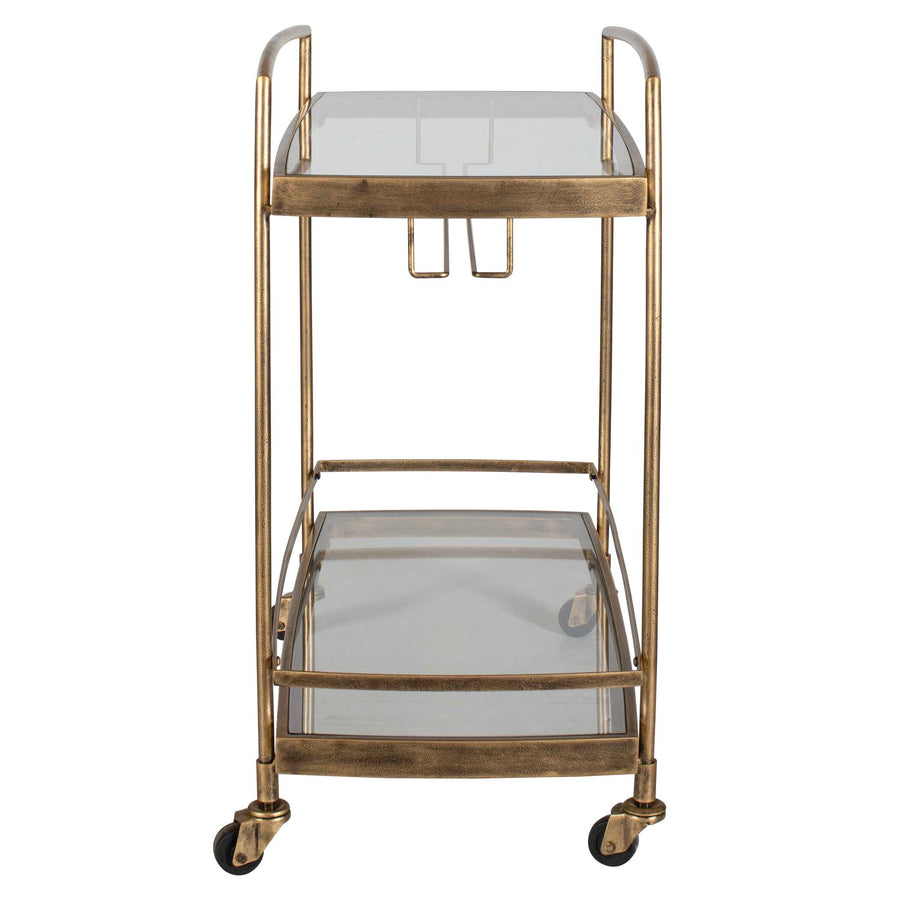 SCARLETT ANTIQUE BRASS BAR CART