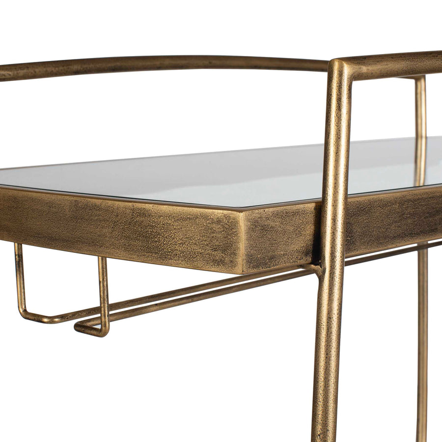 SCARLETT ANTIQUE BRASS BAR CART