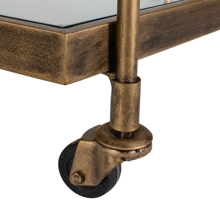 SCARLETT ANTIQUE BRASS BAR CART