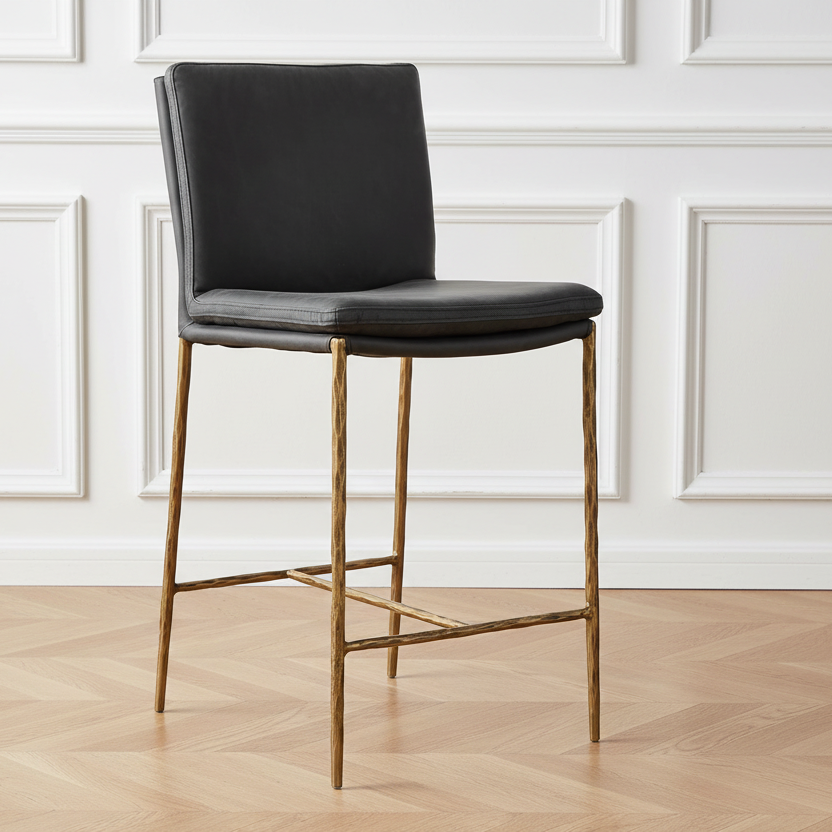 ASCEND CHARCOAL LEATHER COUNTER STOOL