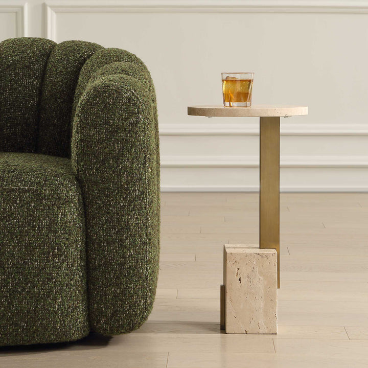 FERANNO TRAVERTINE ACCENT TABLE
