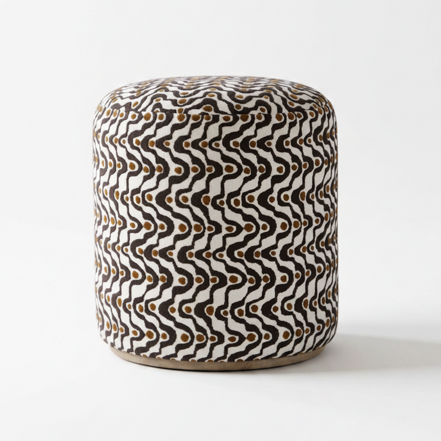 CAS PLUSH ESPRESSO GEOMETRIC OTTOMAN