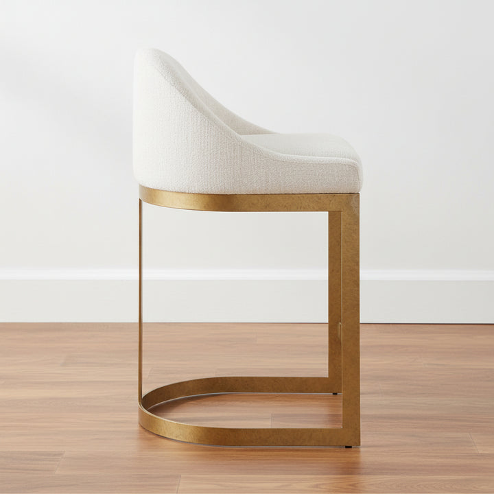 IRA IVORY CHENILLE & GOLD COUNTER STOOL