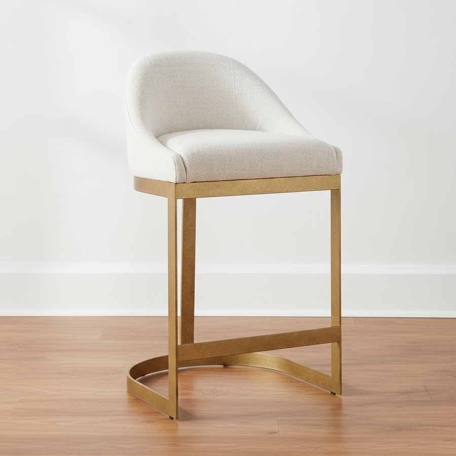 IRA IVORY CHENILLE & GOLD COUNTER STOOL