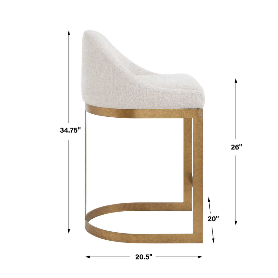 IRA IVORY CHENILLE & GOLD COUNTER STOOL