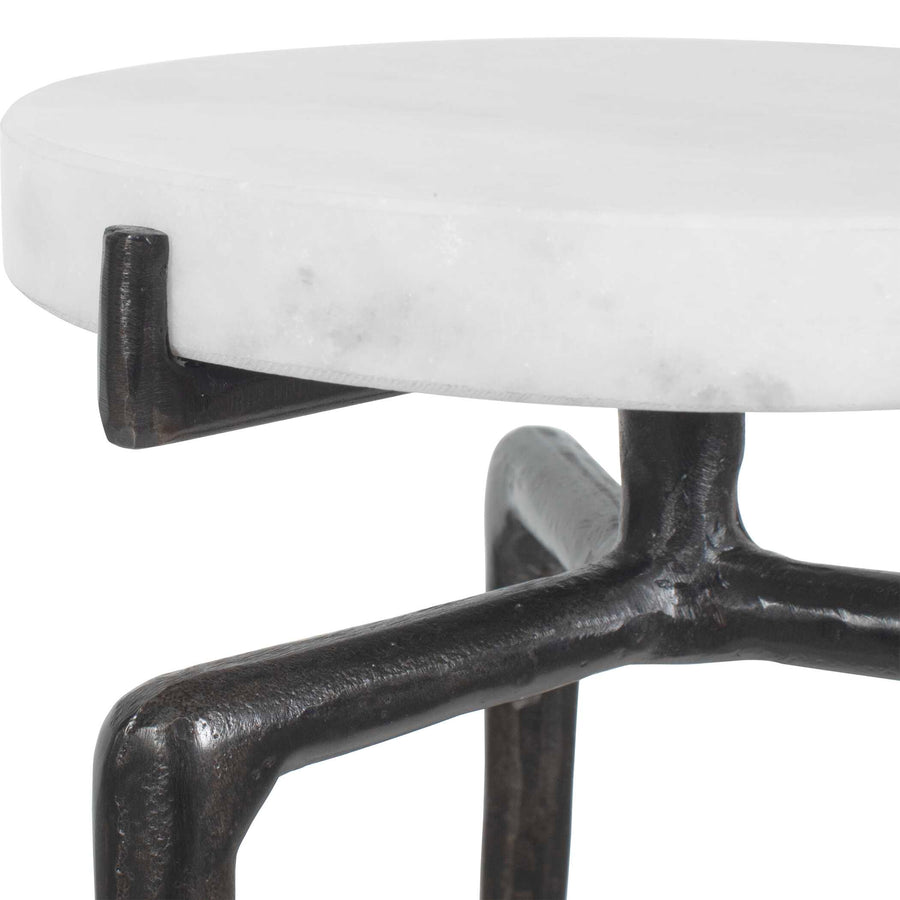 TOBIAS WHITE MARBLE SLAB ACCENT TABLE