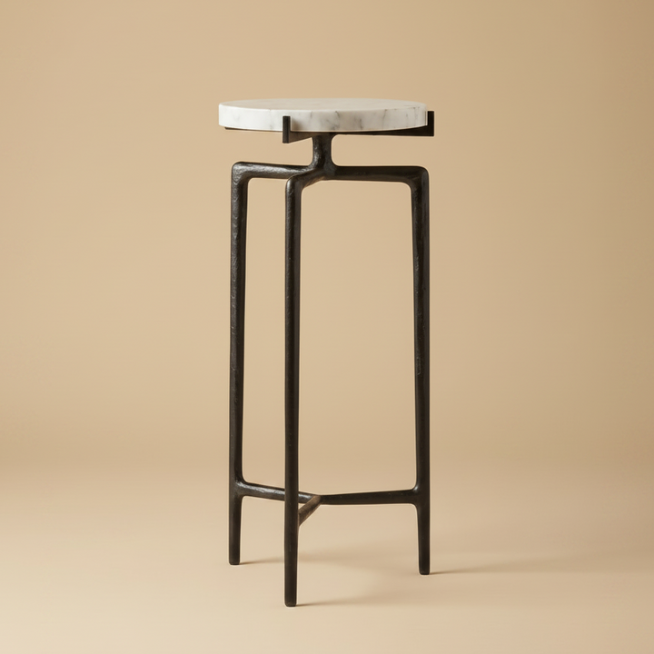 TOBIAS WHITE MARBLE SLAB ACCENT TABLE