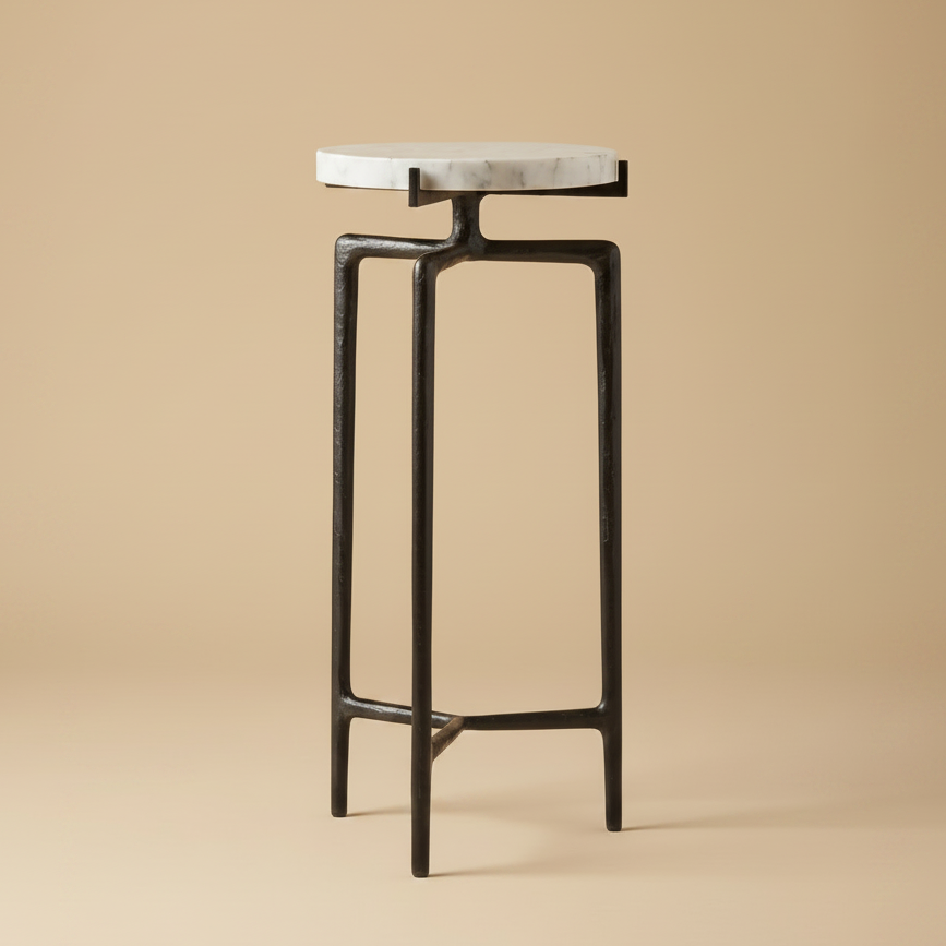 TOBIAS WHITE MARBLE SLAB ACCENT TABLE
