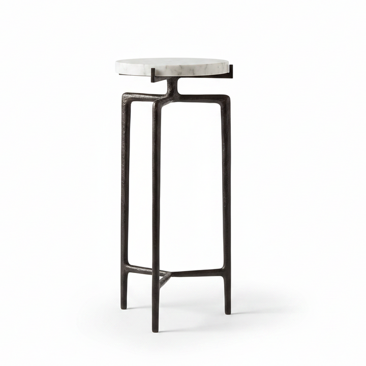 TOBIAS WHITE MARBLE SLAB ACCENT TABLE