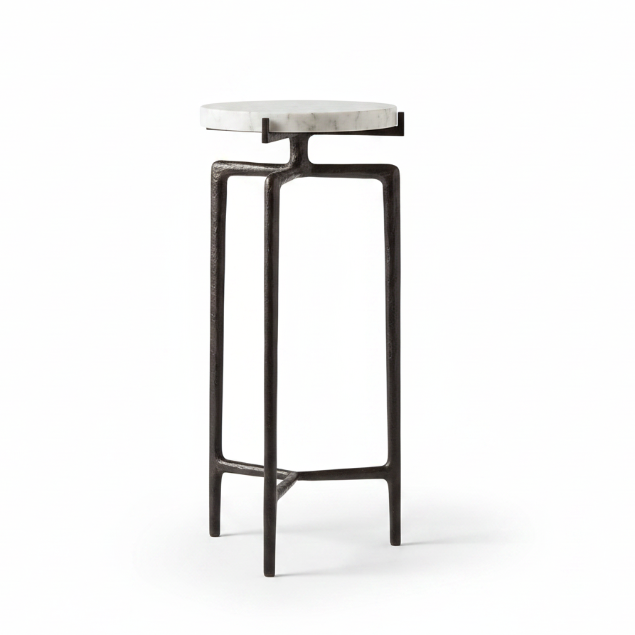 TOBIAS WHITE MARBLE SLAB ACCENT TABLE