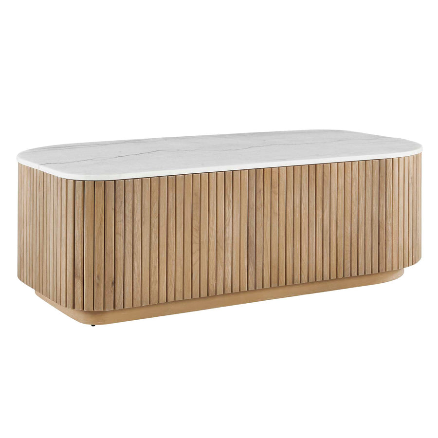 Wooden coffee table with marble top