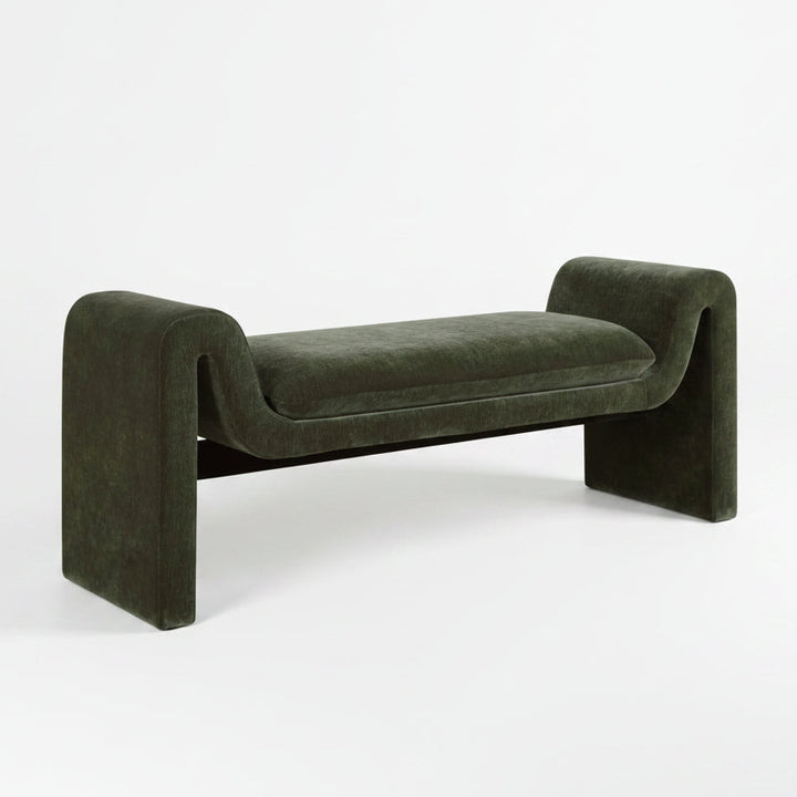 Green velvet bench