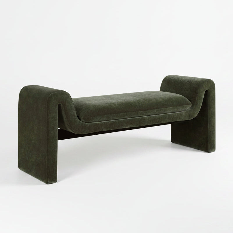 Green velvet bench