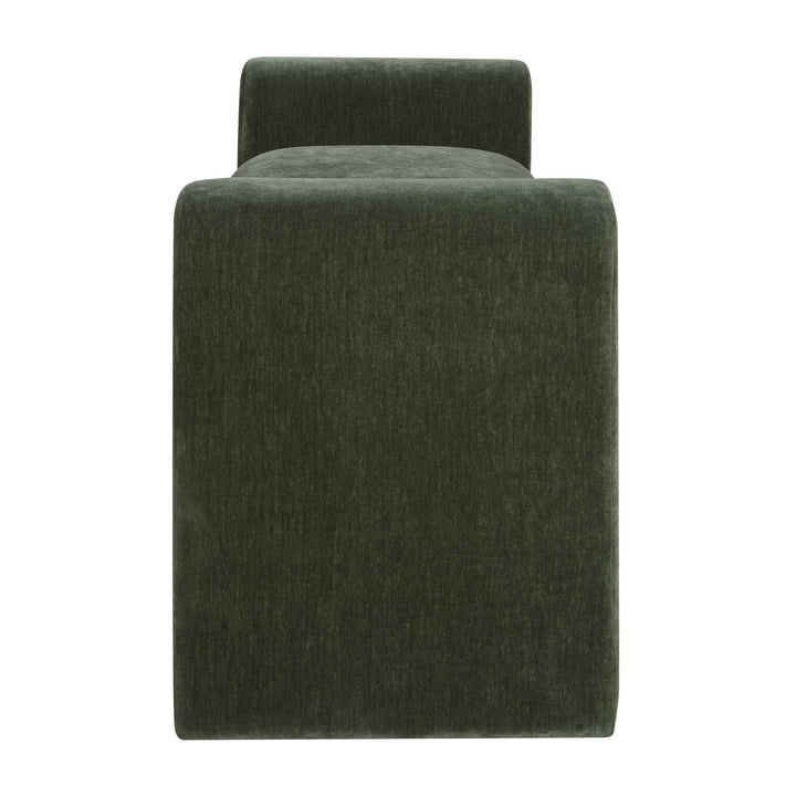 MANSON DISTRESSED MOSS VELVET UPHOLSTERED BENCH