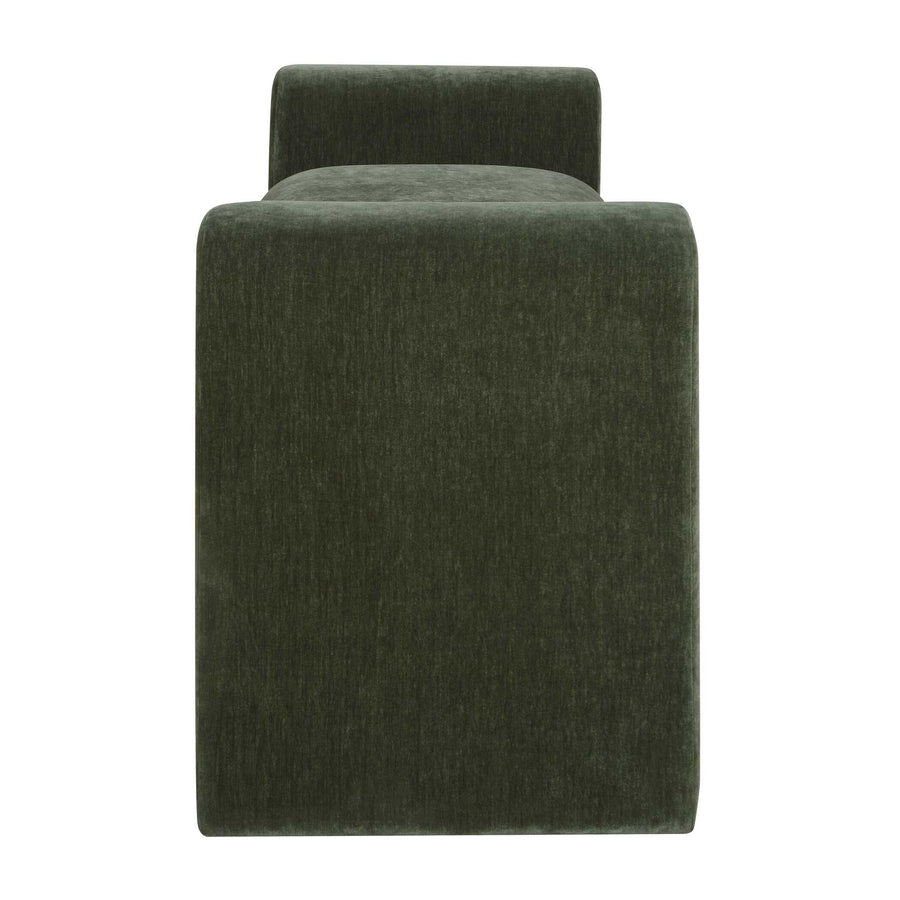 MANSON DISTRESSED MOSS VELVET UPHOLSTERED BENCH