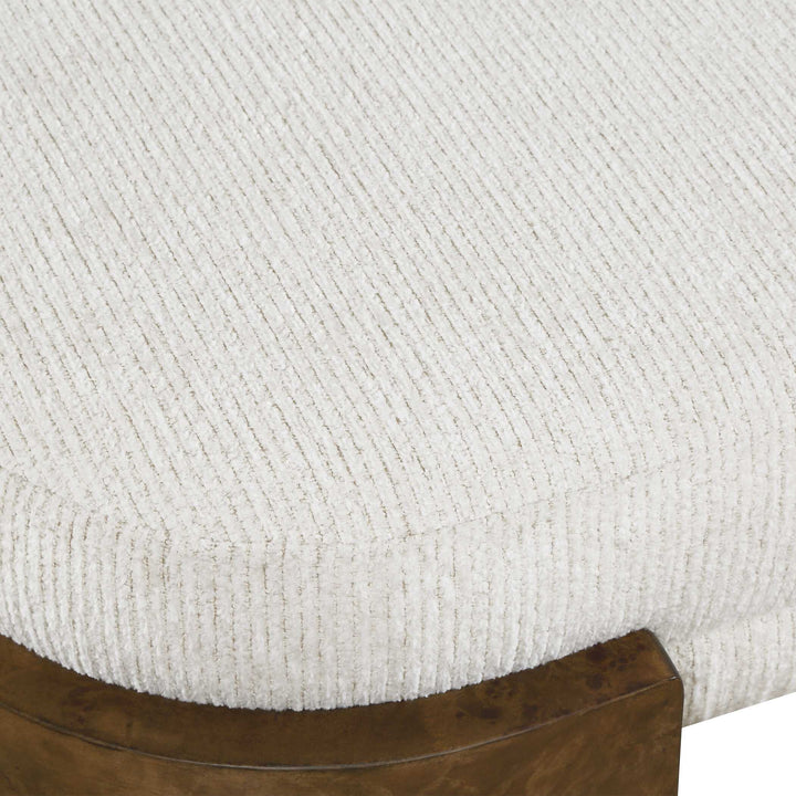 THORIAN UPHOLTERED BURL WOOD BENCH