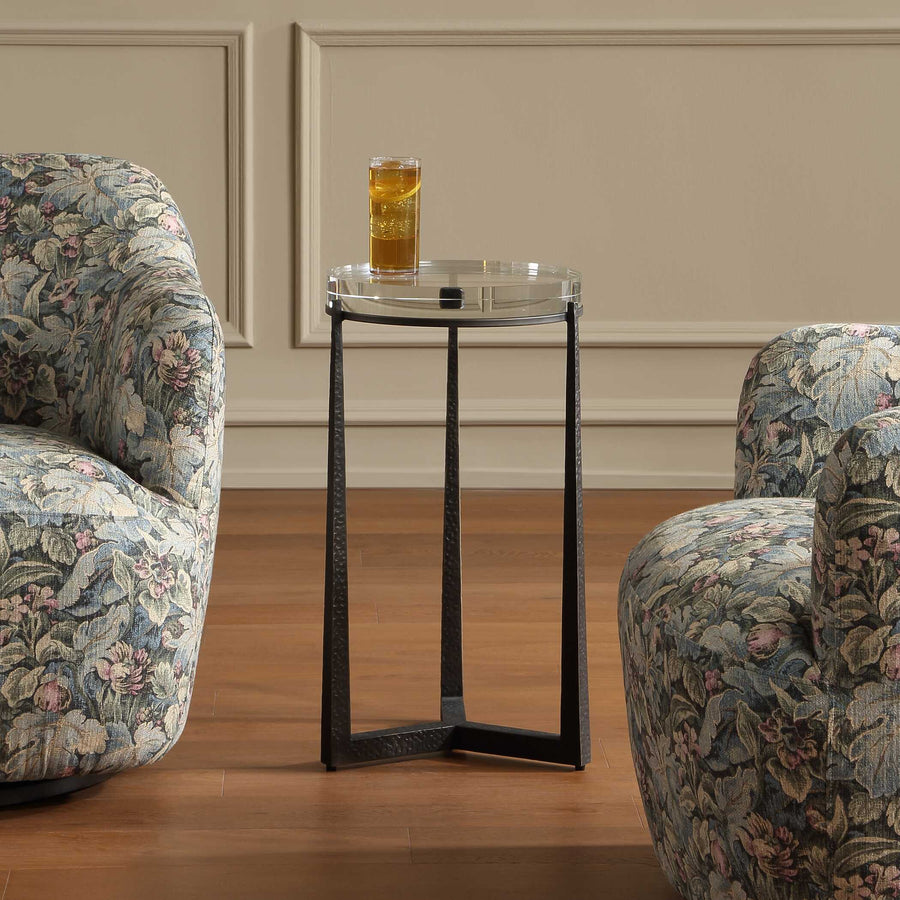 Clear glass side table