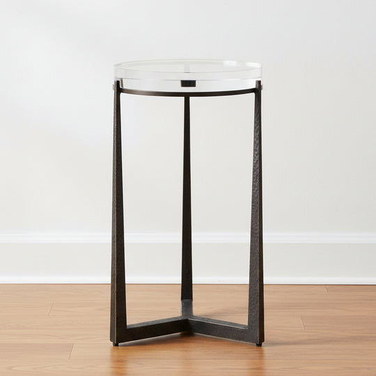 Dark bronze side table with clear glass top