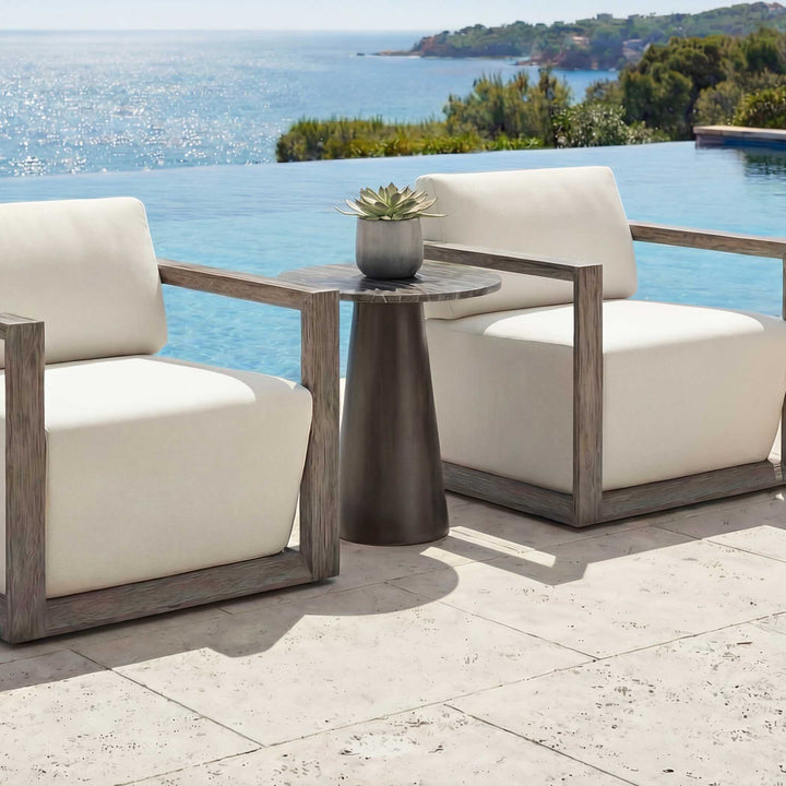 TITANIUM TRAVERTINE ACCENT TABLE