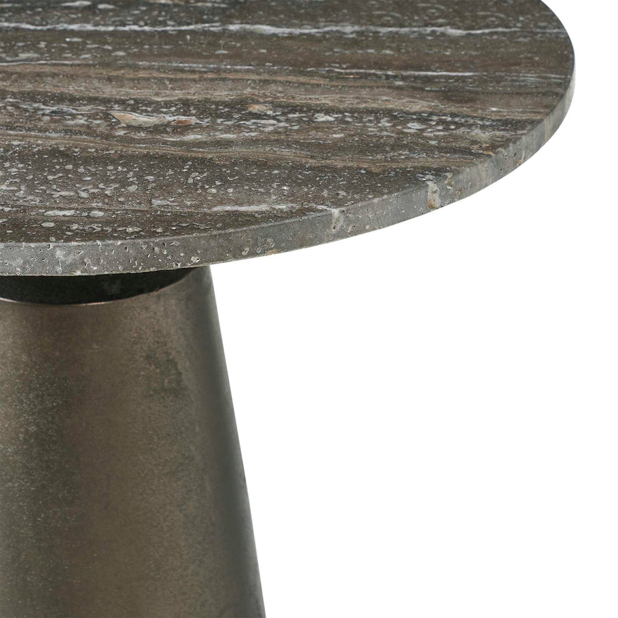 TITANIUM TRAVERTINE ACCENT TABLE