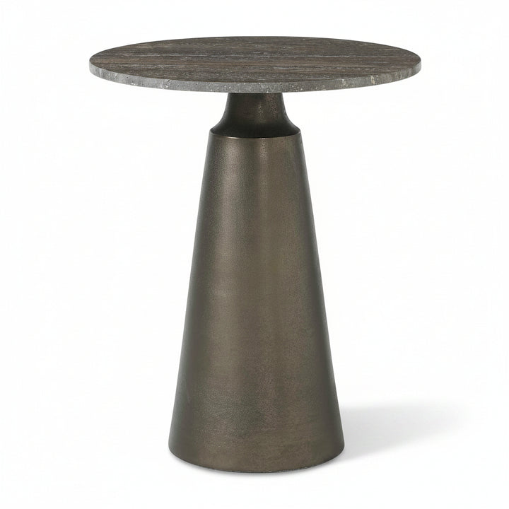 TITANIUM TRAVERTINE ACCENT TABLE