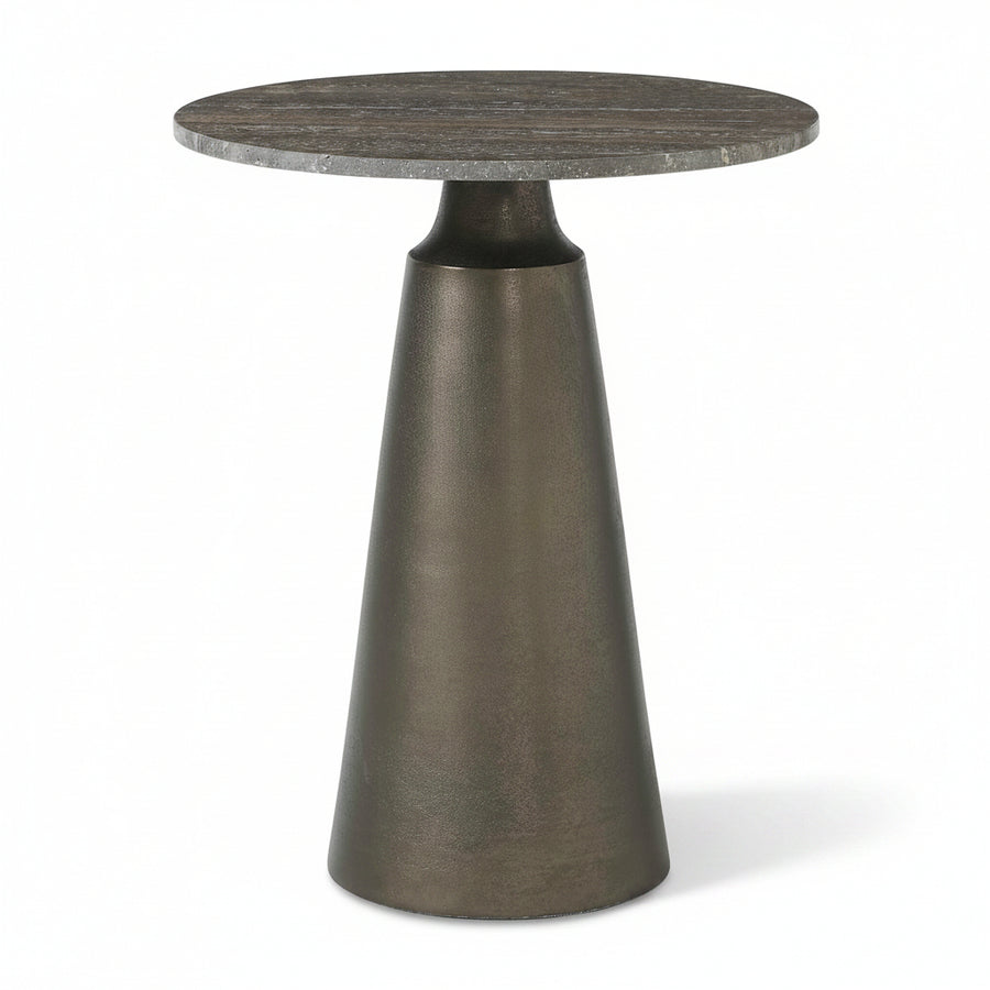 TITANIUM TRAVERTINE ACCENT TABLE