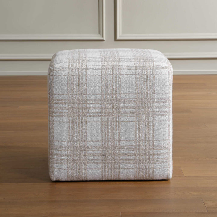 IRELAND PORCELAIN PLAID CUBE OTTOMAN