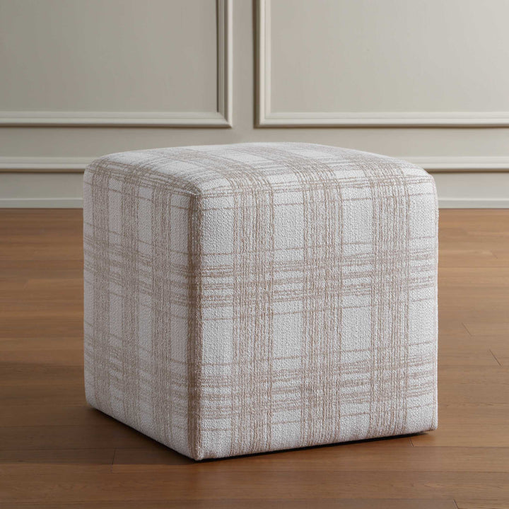 IRELAND PORCELAIN PLAID CUBE OTTOMAN