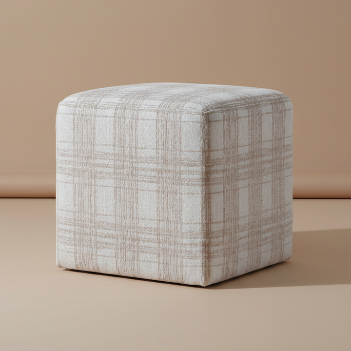 IRELAND PORCELAIN PLAID CUBE OTTOMAN