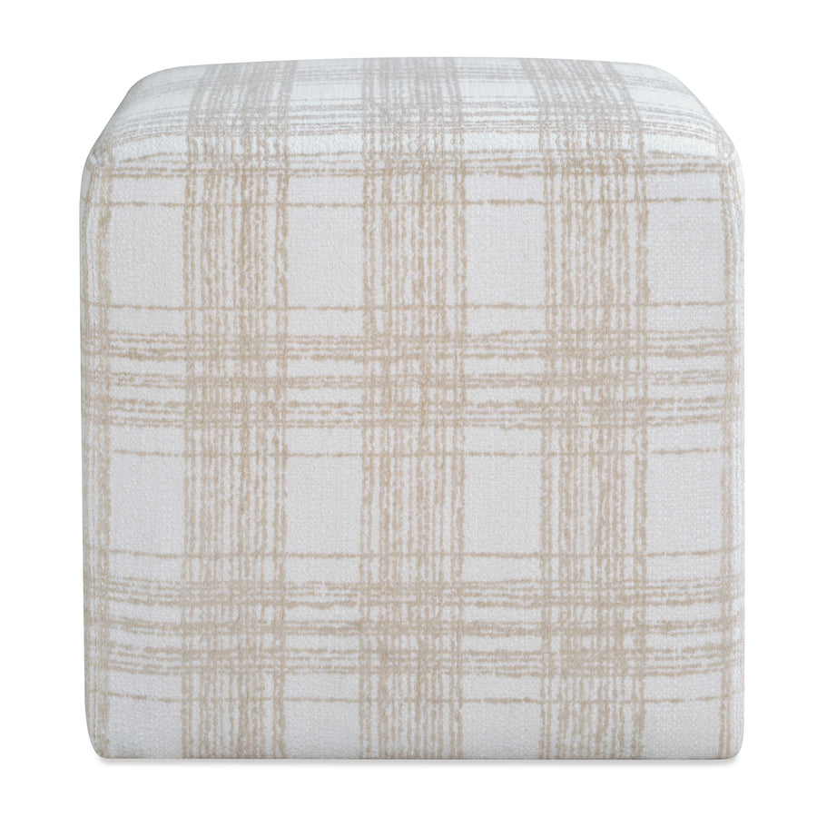 IRELAND PORCELAIN PLAID CUBE OTTOMAN