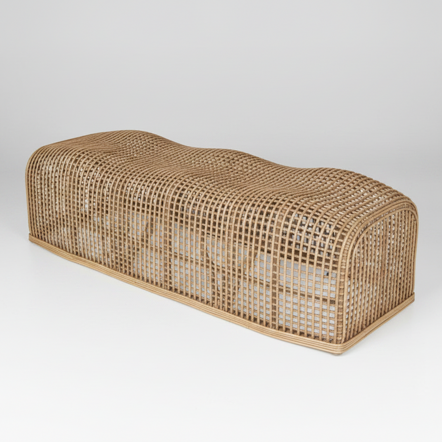TINO SCULPTED RATTAN BENCH