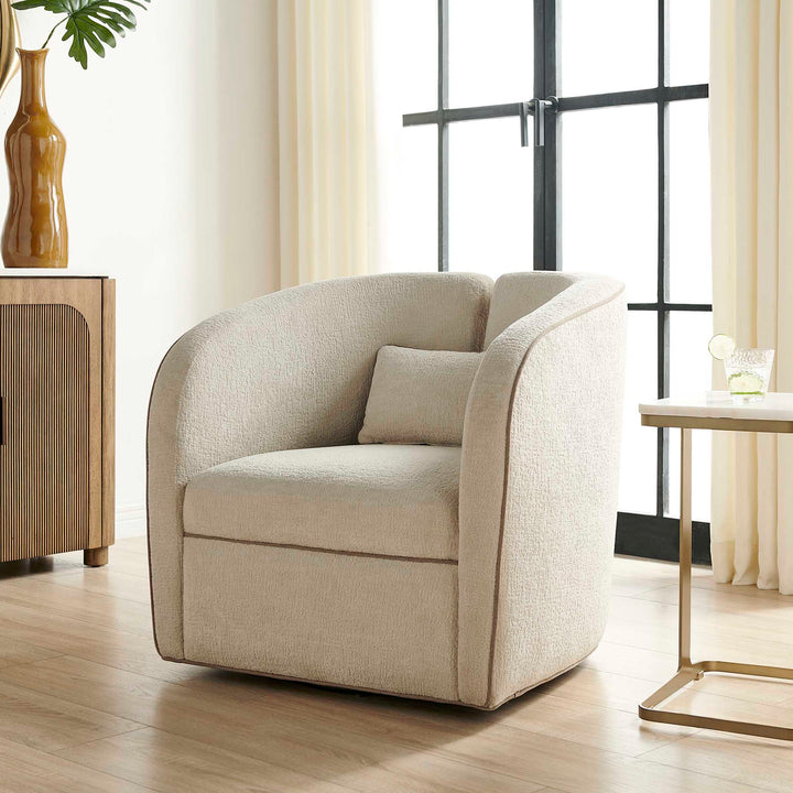 VEGA ECRU CHENILLE SWIVEL CHAIR