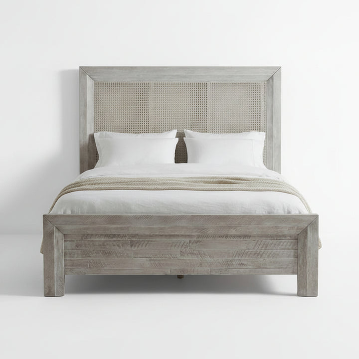 GEORGIA GREY WASH CANE PANEL BED