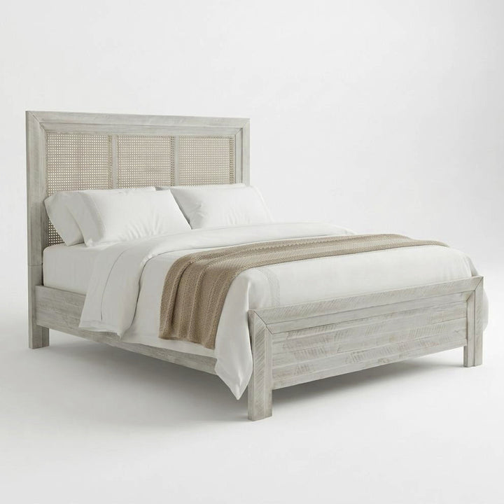 GEORGIA GREY WASH CANE PANEL BED