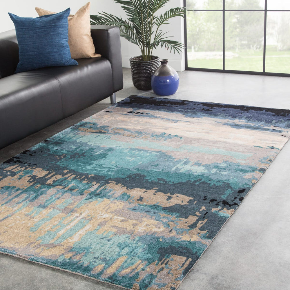 BENA WOOL + VISCOSE RUG: NAVY, TEAL