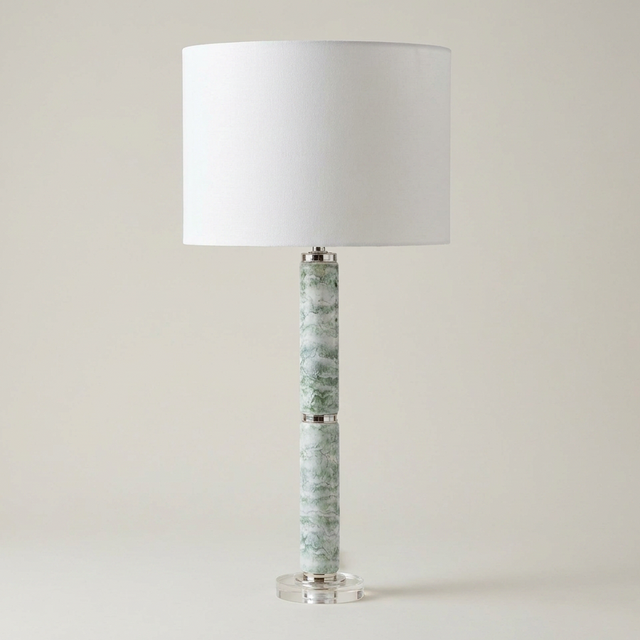 GREEN MARBLED CERAMIC LAMP